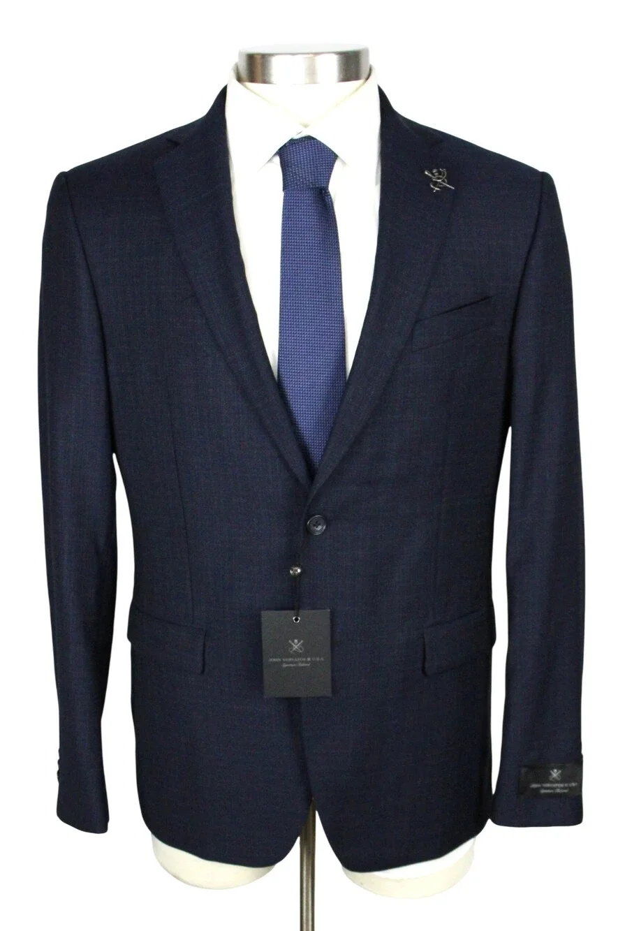 John Varvatos Bleecker Jacket Mens 42 R Navy Crepe Reda Wool Blazer Sport Coat